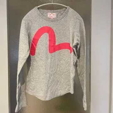 EVISU 긴팔 T셔츠 그레이 갈매기 프린트 그레이