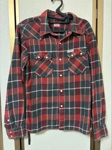 FLAT HEAD 빨검 체크 플란넬 셔츠 사이즈 40