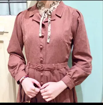 프론트 단추 오픈 카라 긴팔 원피스/an another angelus