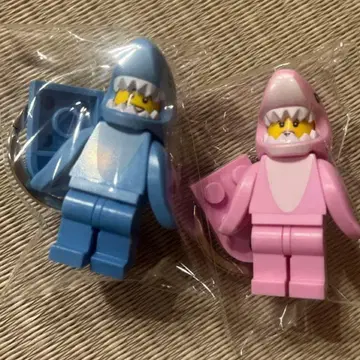 가격 인하 불가 LEGO 호환 상어 페어 키링 술 장식 스카이블루 핑크