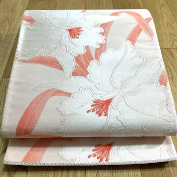 육통 무늬 후쿠로 오비 초화 순수 실크 484