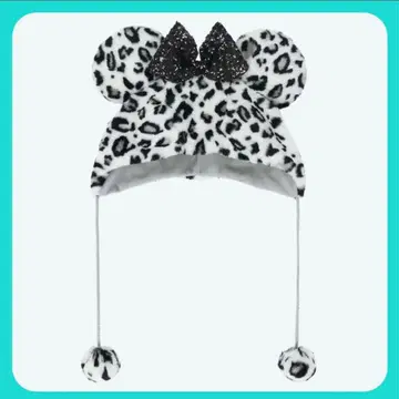 미사용 새상품 레오파드 무늬 팬캡 미니 디즈니 화이트 블랙 레오파드