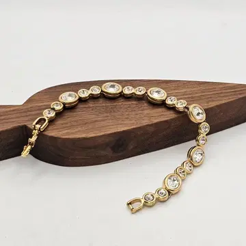 [빈티지] 골드톤 크리스탈 스톤 팔찌