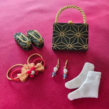 리카짱 기모노 브라이스 기모노 잡화 5종 세트 조리 백 귀걸이