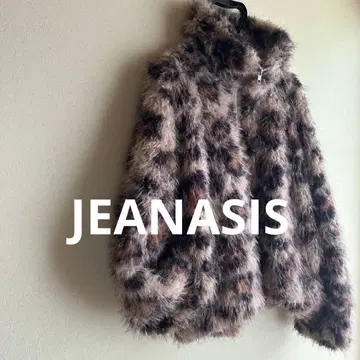 JEANASIS 퍼 블루종 레오파드 무늬