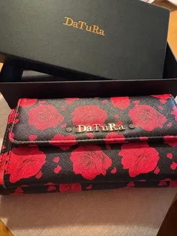 DaTuRa 빨간 꽃무늬 장지갑 박스 포함