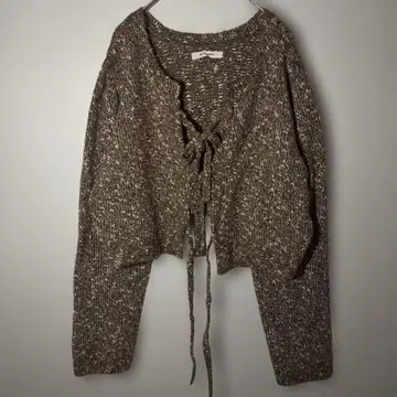 [ 새상품급 ] 브라운 프론트 리본 니트 크롭 W CLOSET 프리