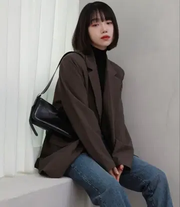 바이무니르 보이핏 오버핏 쓰리 버튼 자켓 브라운