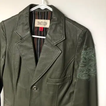 빈티지 소가죽 자켓 올리브 그린 가죽 20471120