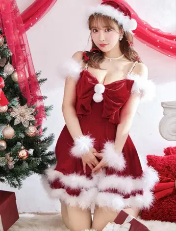 프론트 빅 리본 오프숄더 플레어 산타 S