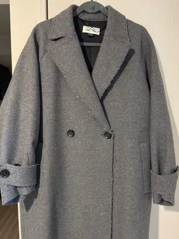 ZARA 그레이 더블 브레스트 롱 코트