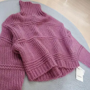 미사용품 Andemiu 안데뮤 퍼플 터틀 니트 스웨터