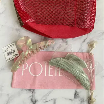 [새상품] 헤어 클립 POTETE 포테테 그린 핑크 세트 오로라