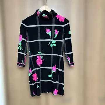 하자품 LEONARD 꽃무늬 체크 칠부 소매 튜닉