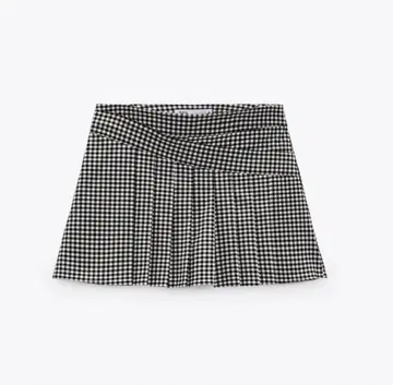 ZARA 박스 플리츠 깅엄 체크 스코트