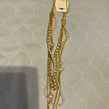 골드 체인 펄 롱 목걸이