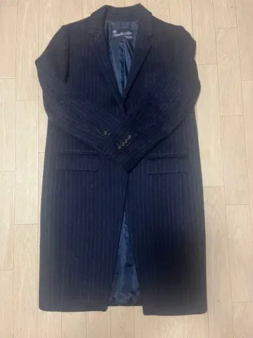 네이비 스트라이프 체스터 코트