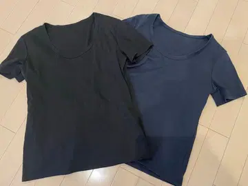 아뉴앙스 U넥 티셔츠 2장 세트 네이비 블랙