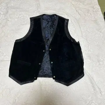 스웨이드 가죽 베스트 블랙 - 이탈리아제