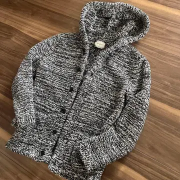 UNITED ARROWS 후드 부착 니트 가디건 블랙 화이트