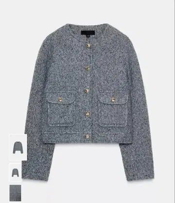 ZARA 골드 버튼 부클레 자켓