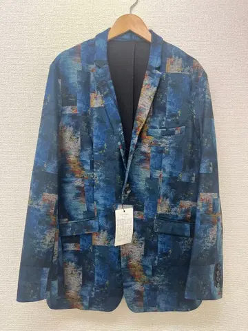 테일러드 자켓 블루 올 패턴 미사용 택 포함