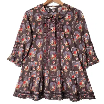 PINK HOUSE 부케 하트 피코 프릴 블라우스 리본