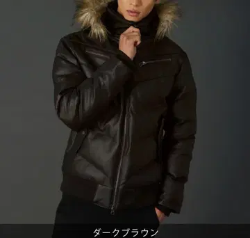 다크 브라운 퍼 달린 다운 자켓