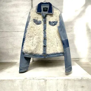 데시구알 데님 니트 자켓 G 자켓 자수 라메 40 사이즈