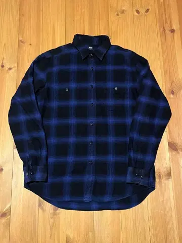 유니클로 옴브레 체크 셔츠 L 사이즈