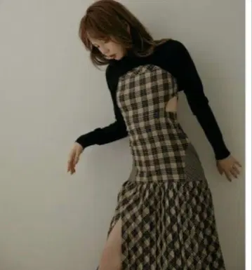 andmary 안나 체크 드레스 정품