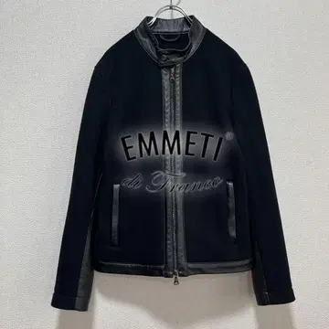 [ 미사용급 ] EMMETI 가죽 자켓 플리스 도킹 블랙 46