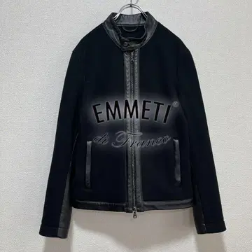 [ 미사용급 ] EMMETI 가죽 자켓 플리스 도킹 블랙 46