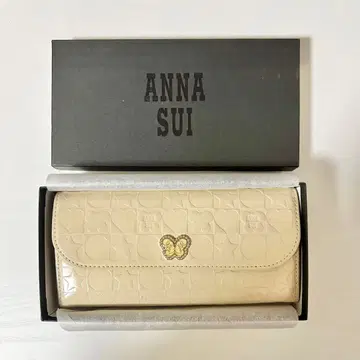ANNA SUI 크림색 장지갑 버터플라이 모티브