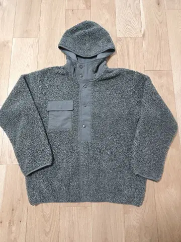 GU 엔지니어드 가먼츠 보아 플리스 스냅 후드티 L GRAY