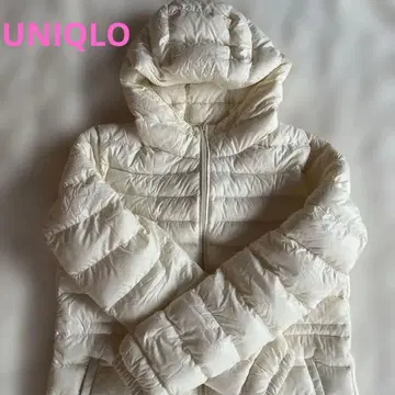 유니클로 UNIQLO 아이보리 화이트 후드 부착 다운 자켓