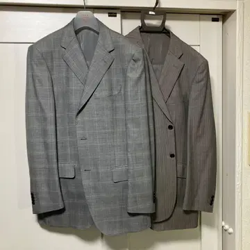 그레이 체크 무늬 비즈니스 정장 세트