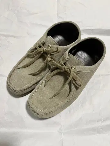 GU 베이지 스웨이드 모카신 신발 천연 가죽 25cm