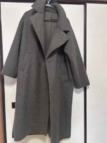 그레이 더블 브레스트 롱 코트 F 사이즈