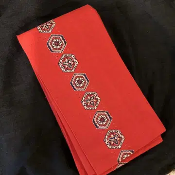 키류 직조 거북이 등껍질 하나비시 자수 은주홍색 반폭 오비