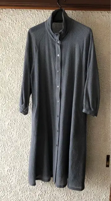 그레이 긴팔 셔츠 원피스 100% 울