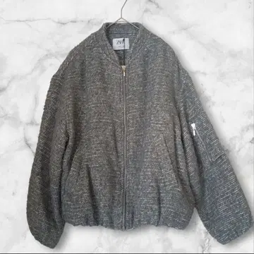 택 포함 새상품 ZARA 그레이 트위드풍 봄버 자켓 S