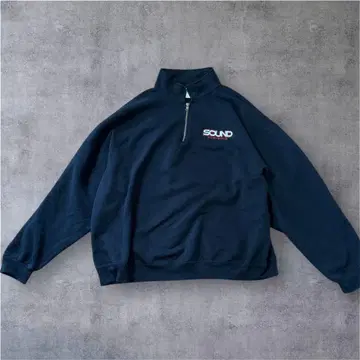 90s 빈티지 USA 구제 의류 저지 하프 지퍼 맨투맨 블랙 2xl