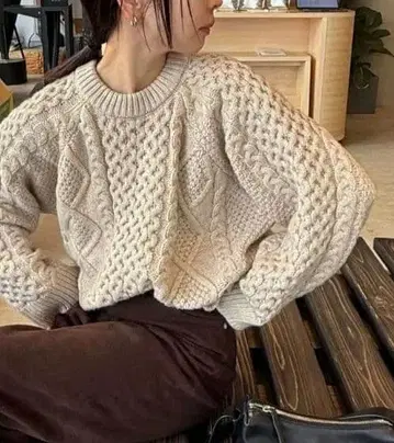 select MOCA by son 빈티지 라이크 케이블 니트