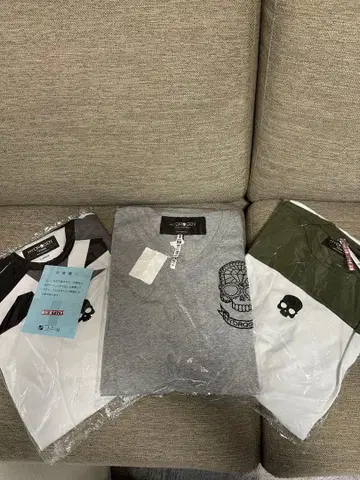 HYDROGEN 스컬 디자인 반팔 T셔츠 3장 세트