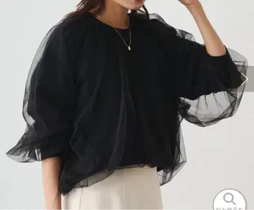 택 포함 미사용 새상품 [라운지 드레스] 튤 니트 블랙