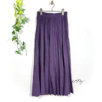 리플래티 쉽스 니트 롱 스커트 퍼플 보라색 플리츠 맥시 길이