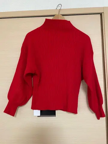 21onouve 리브 하이넥 스웨터 레드