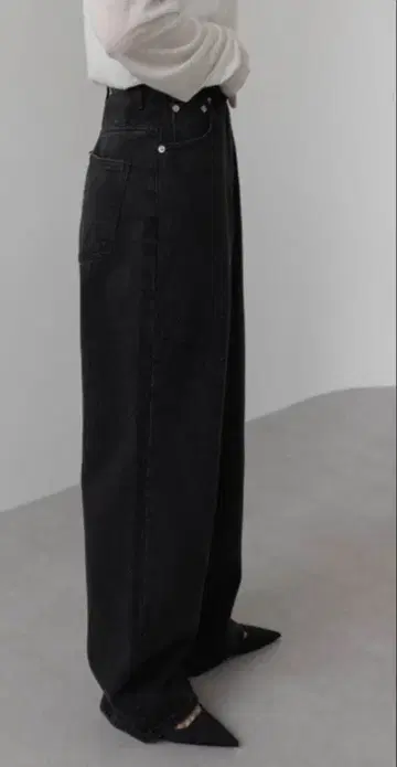 na.e 와이드 루즈 진스_블랙 L 사이즈 롱 기장