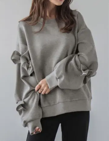 [ SUGAR BISKET ] 입체 리본 디자인 풀오버 그레이